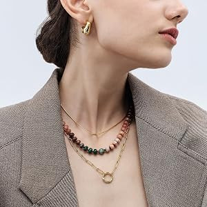 KissYan Beaded Necklaces for Women, Gemstone Bead Handmade Choker | Amazon (US)