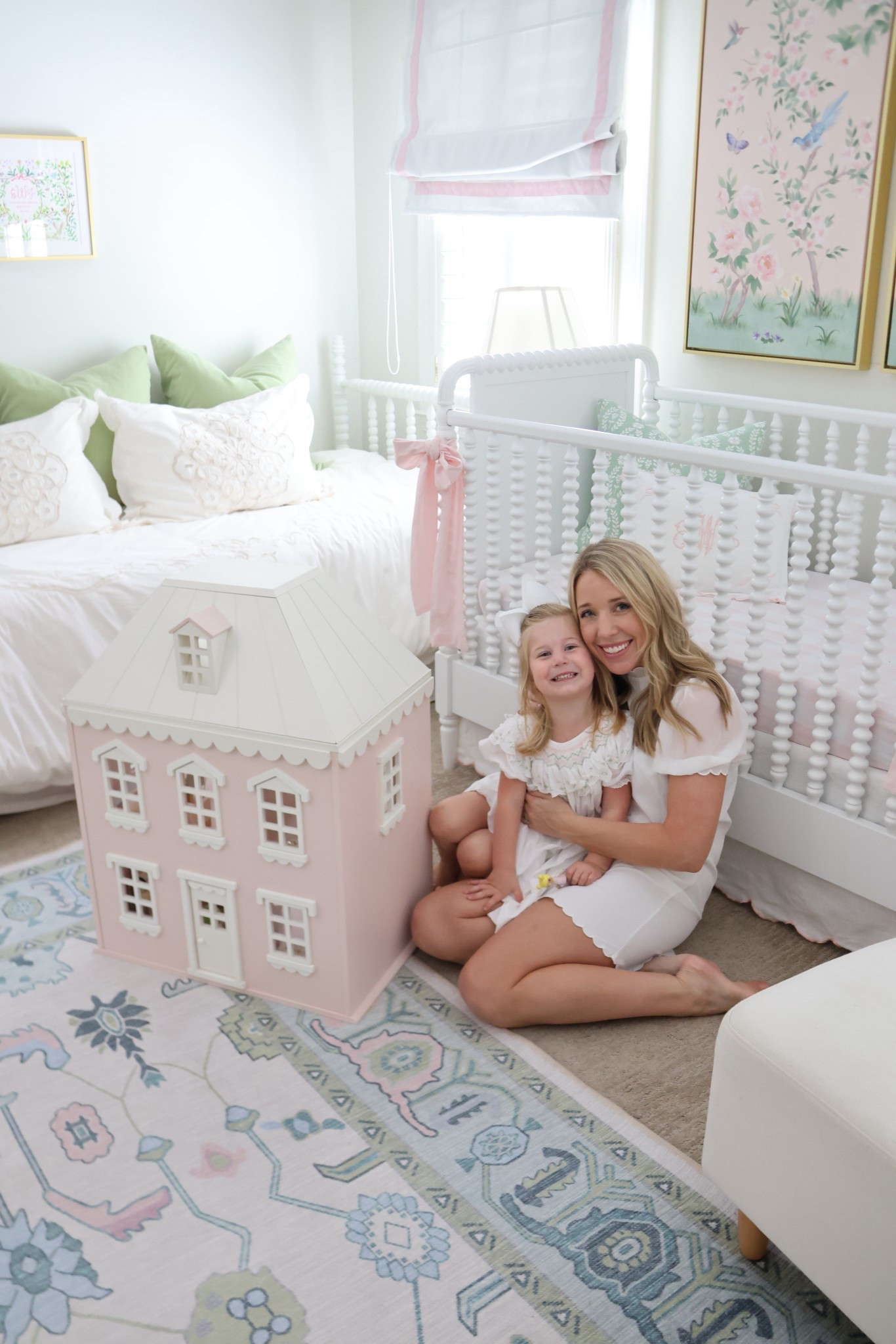 Last few days in B’s nursery! Getting sad about leaving this pretty room. 

Scalloped Dollhouse, oushak rug, Jenny Lind crib, chinoiserie paintings, pink nursery, Roman shades, little girl room crib bows white spindle twin bed

#LTKHome #LTKKids #LTKBaby