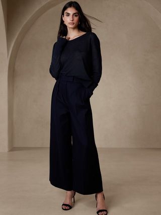 Cait Linen-Blend Long-Sleeve Sweater | Banana Republic (US)