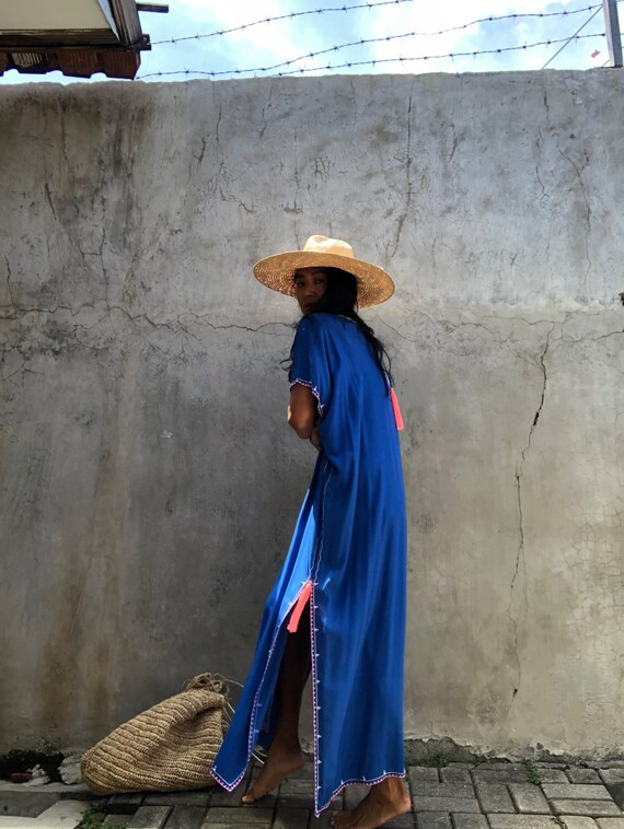 TSB03/Pulse size Blue kaftan long DressSummergypsyhippie | Etsy | Etsy (US)