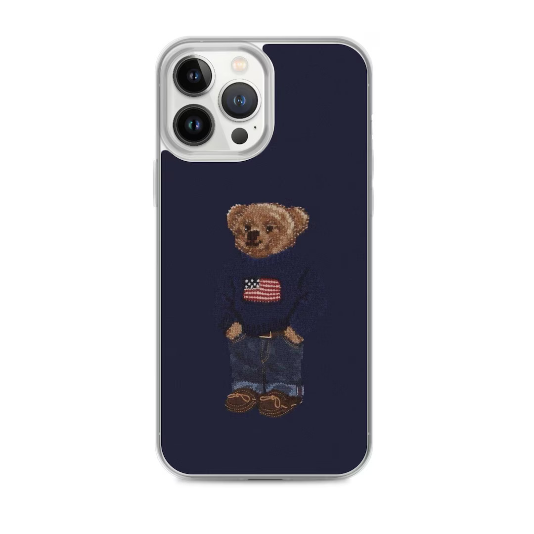 Polo Bear Phone Case — Polo-inspired Teddy Bear iPhone & Samsung Magsafe Case | Preppy Plaid Ae... | Etsy (US)