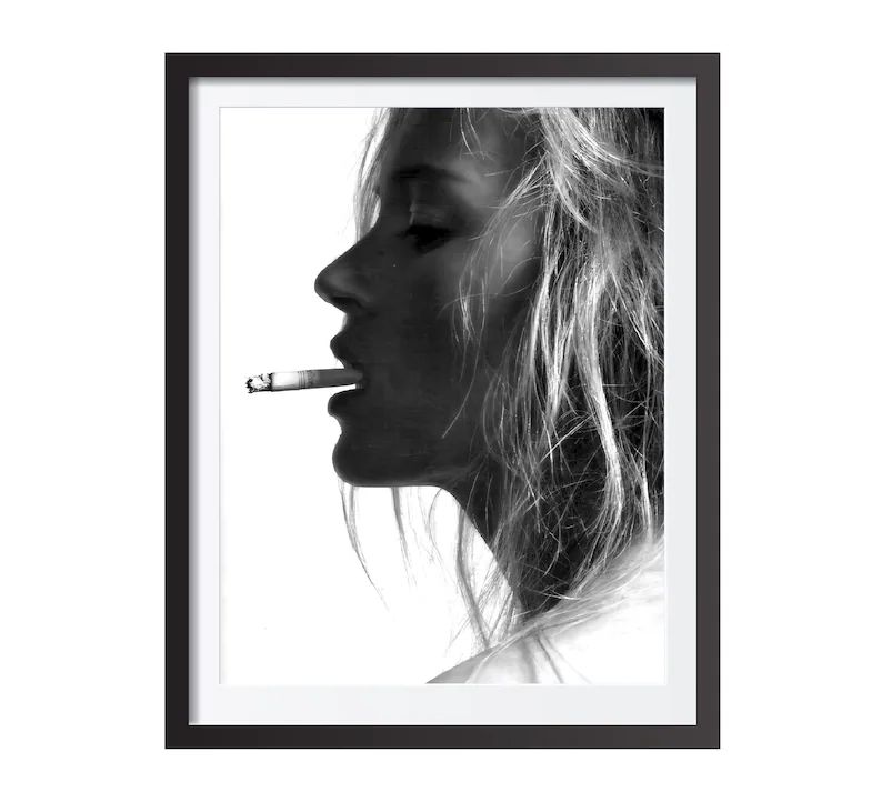 Kate Moss Smoking Print, Feminist Poster, Black and White Wall Art, Fashion Photography, Kate Mos... | Etsy (US)
