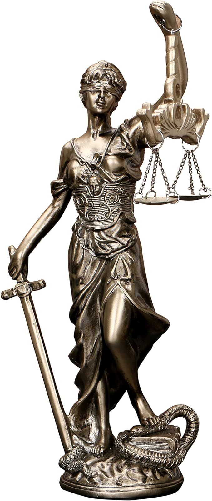 TYBBLY 12 in Lady of Justice Statue Lady Justice Law Statue Blind Goddess of Justice Sculpture Sc... | Amazon (US)