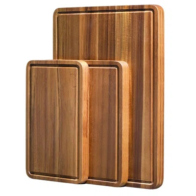 Wood Cutting Boards Set Of 3 For Kitchen, Thick Chopping Board, Large Wooden Cutting Board Set With Deep Juice Groove And Handles, Wooden Trays For Me | Wayfair North America