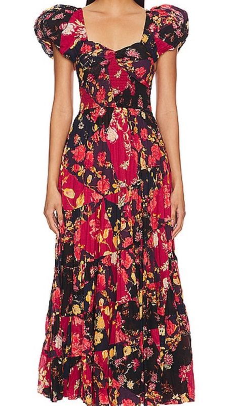 Sundrenched Short Sleeve Maxi Dress in Dark Red Combo
Free People