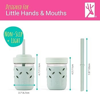 Elk and Friends Kids & Toddler Cups | The Original Glass Mason jars 8 oz with Silicone Sleeves & ... | Amazon (US)