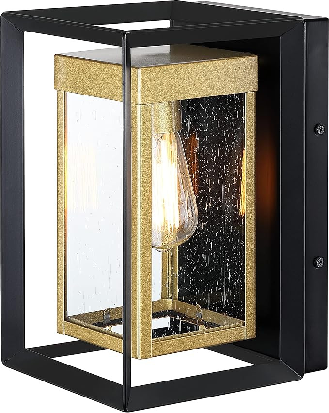 Pia Ricco Outdoor Wall Lights, Exterior Light Fixture Black and Golden Finish, Anti-Rust Wall Mou... | Amazon (US)