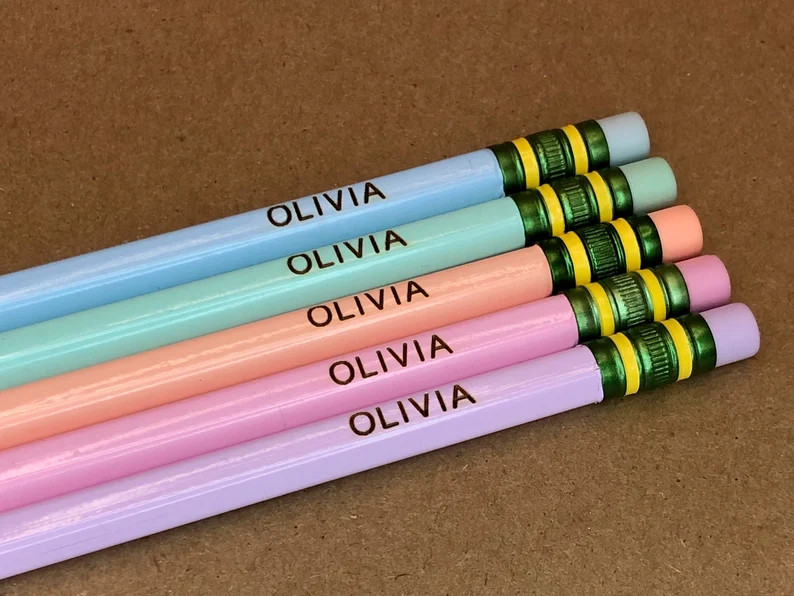 Personalized Pastel #2 Pencils | 5 or 10 Pack | Engraved Ticonderoga Pastel Wood Case Pencils | Etsy (US)