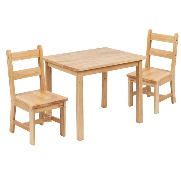 Brittanya Kids 3 Piece Solid Hardwood Table and Chair Set for Playroom, Kitchen | Wayfair North America