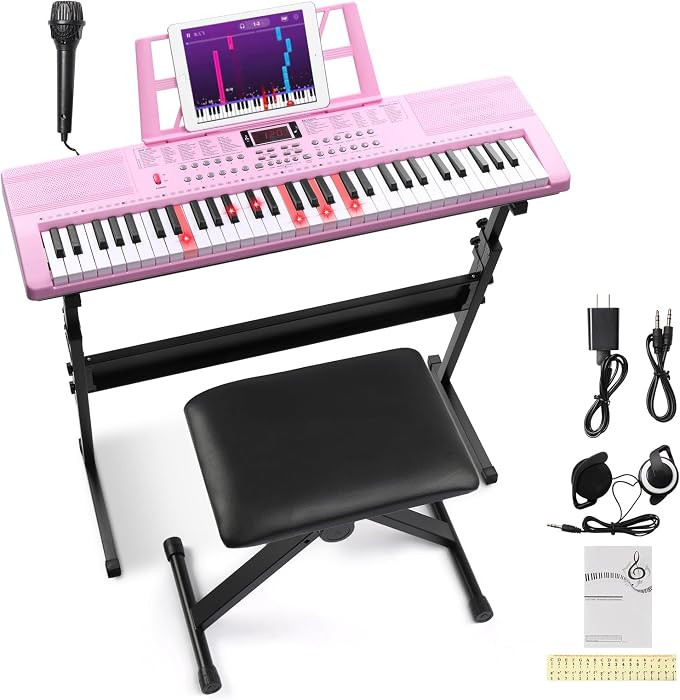 Ktaxon 61 Key Keyboard Piano Electric Keyboard w/Lighted Keys, Electric Piano Set with Headphones... | Amazon (US)