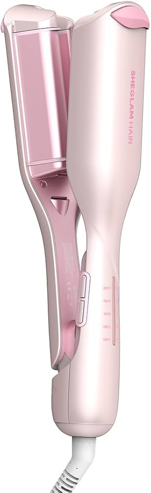 SHEGLAM Pink Beach Wave Hair Waver 0.75 inch - Lightweight Dual Voltage Crimper for Women, Smart ... | Amazon (US)