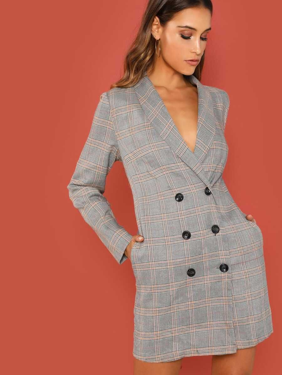 Shawl Collar Double Breasted Coat | SHEIN