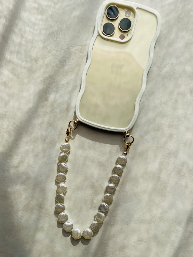 Wavy Case and Phone Jewel iPhone Phone Case and Jewel Pearly Pearls White Emily in Paris Mindy Ph... | Etsy (US)