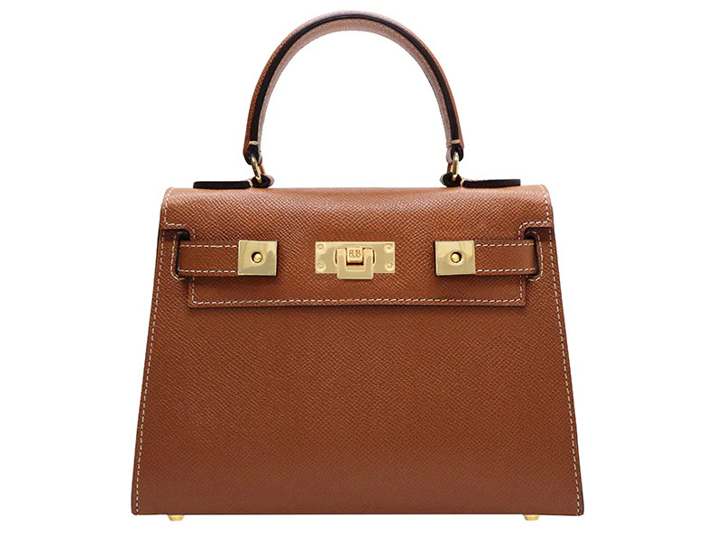 Maya Midi Dolomite Pebble Print Calf Leather Handbag - Tan | Lalage Beaumont