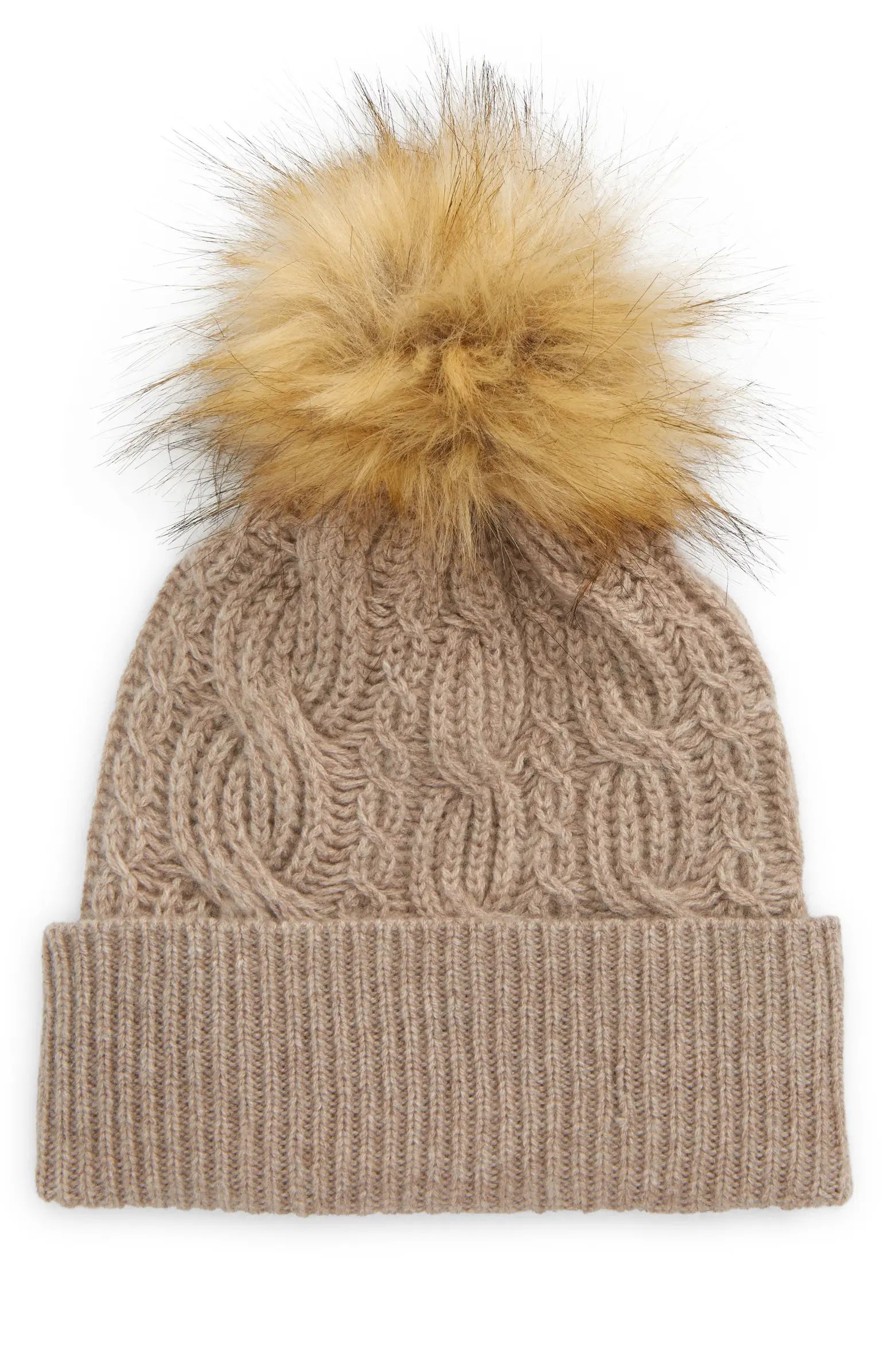 Nordstrom Wool & Recycled Cashmere Faux Fur Pom Beanie | Nordstrom | Nordstrom
