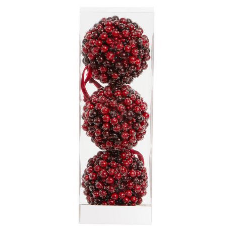 My Texas House Red Ice Bead Ball 3 Piece Ornament Set, 4" x 4" | Walmart (CA)