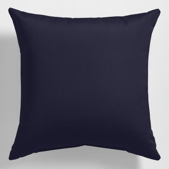 Sunbrella Navy Canvas Outdoor Throw Pillow | World Market