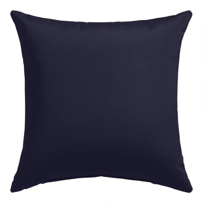 Sunbrella Navy Canvas Outdoor Throw Pillow | World Market