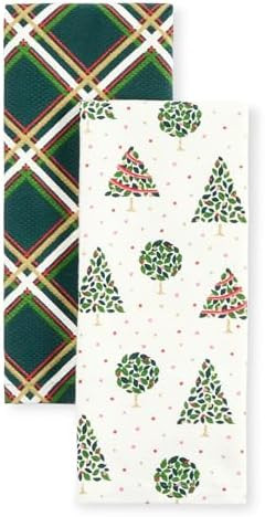 Kate Spade New York Holiday Confetti & Acrobat Plaid Holiday Kitchen Towels 2-Pack Set, 100% Cott... | Amazon (US)