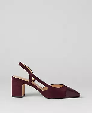 Suede Cap Toe Slingback Pump | Ann Taylor (US)