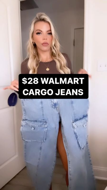 $28 Walmart cargos are so good!! 

I did a size 6 and should have went down to a small love this look for spring 🤍