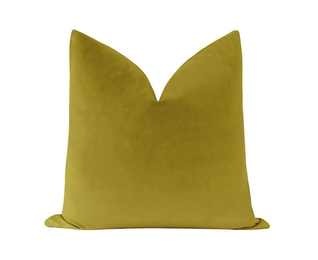 Classic Velvet // Chartreuse Pillow COVER ONLY | velvet pillow | cotton velvet pillow | designer ... | Etsy (US)