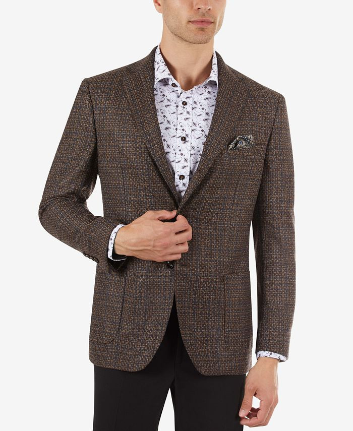 Tallia Men's Slim-Fit Brown Mix Sport Coat & Reviews - Blazers & Sport Coats - Men - Macy's | Macys (US)