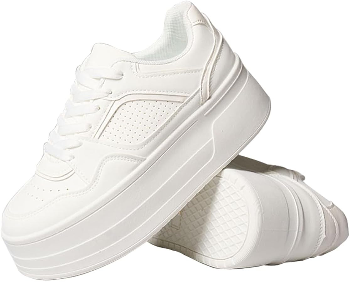 Sneakers for Women,Stylish Thick Soled Breathable White Walking Shoes, Non Slip, Lightweight, Com... | Amazon (US)