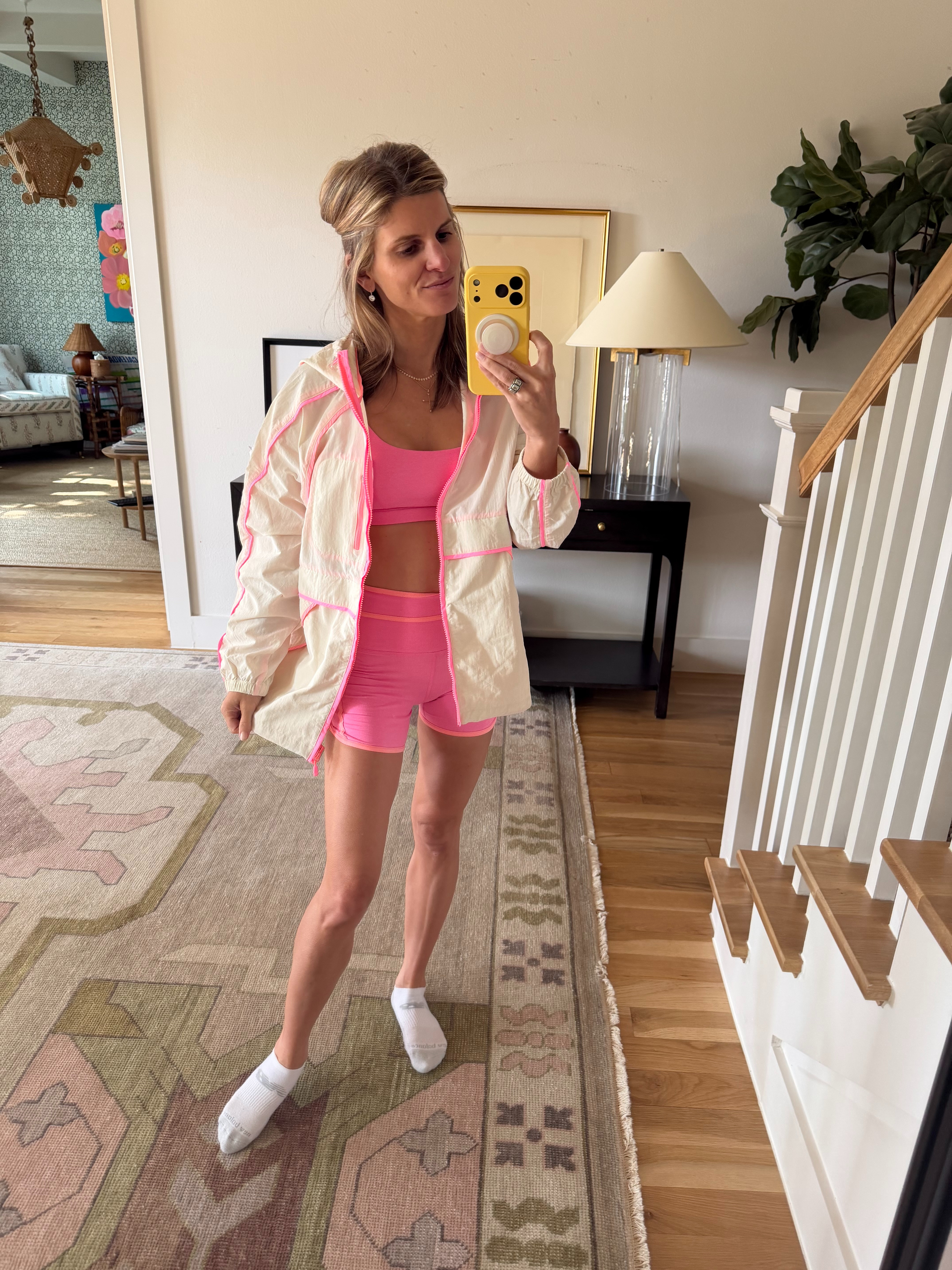 Beach Riot Neon Pink set with matching jacket (wearing XS in everything) 

 