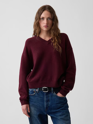 CashSoft Oversized V-Neck Sweater | Gap (US)
