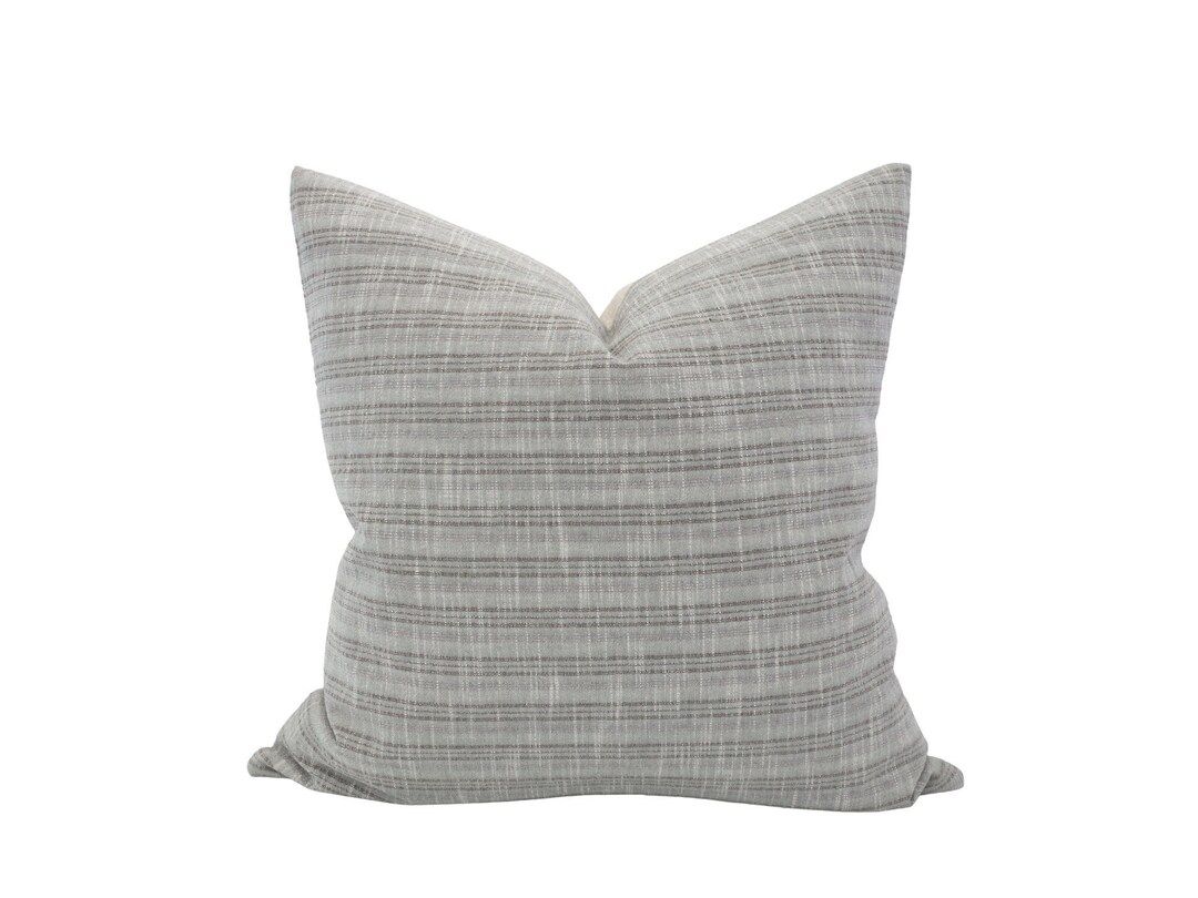 SKYE || Blue Grey Stripe Pillow Cover Coastal Stripe Pillow Light Blue Pillow Farmhouse Pillow Mu... | Etsy (US)