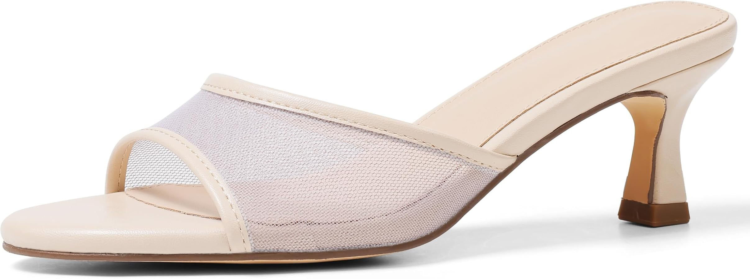 VOMIRA Heeled Sandals for Women Round Open Toe Slip On Kitten Heels Slides Sandals Leopard Mesh B... | Amazon (US)