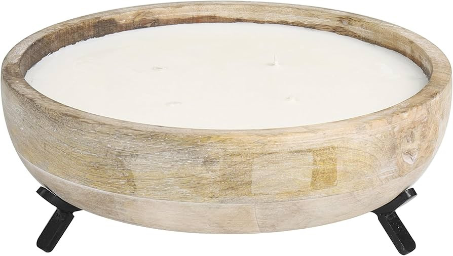 Deco 79 Mango Wood Decorative Candle Egyptian Mint Scented 40 oz 4 Wick Aromatherapy Candle with ... | Amazon (US)