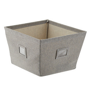 The Container Store&reg; Small Tapered Canvas Bin Grey Stripe | The Container Store