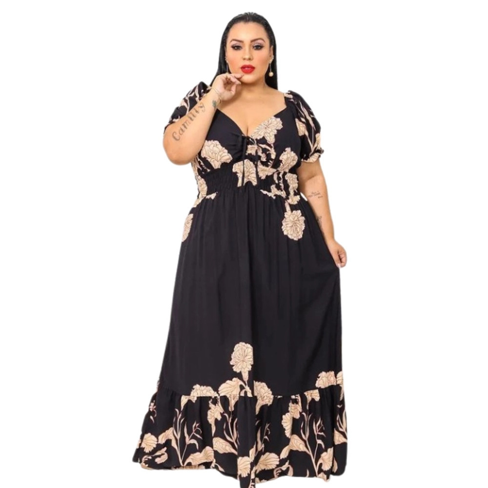 Vestido Longo Feminino Plus Size Moda Luxo | Americanas (BR)