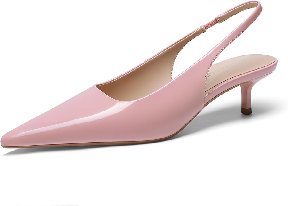 DREAM PAIRS Women's Kitten Heels Slingback Low Closed Toe Comfortable Pumps Pointed Toe Wedding P... | Amazon (US)