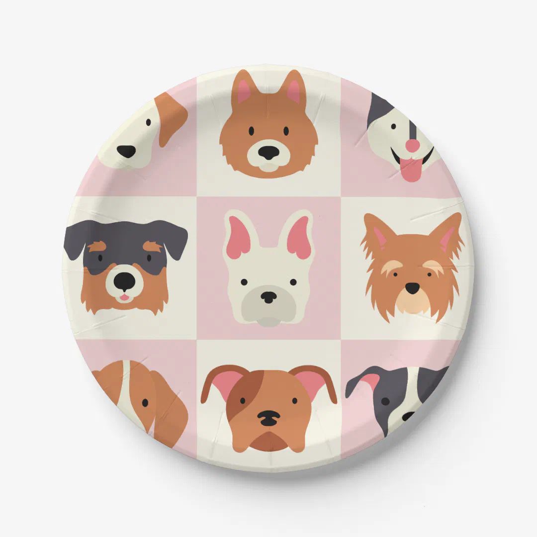 Cute dog breed pink pattern paper plates | Zazzle | Zazzle