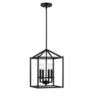 BOEKA ARCTURUS 4-Light Black Chandelier with Steel Cage Shade, 4 x E12 | The Home Depot
