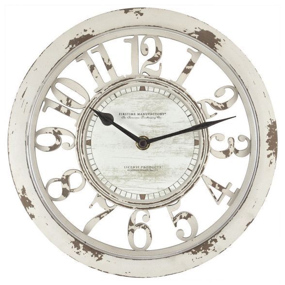 Antique Contour 10" Round Wall Clock Distressed Ivory - FirsTime | Target