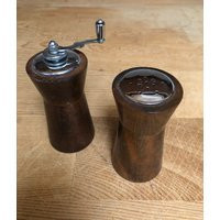 Vintage Teak Pepper Grinder & Salt Shaker Mid Century Stainless Steel Teakwood & Set | Etsy (US)