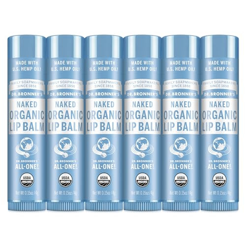 Dr. Bronner’s Organic Lip Balm 6-Pack (.15oz) Natural, Moisturizing, Petroleum-Free Lip Moisturizer with Beeswax & Avocado Oil for Dry Lips, Men & Women - Unscented | Amazon (US)