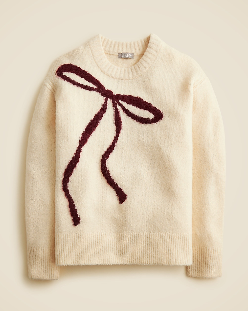 Relaxed crewneck pullover in bow print | J. Crew US
