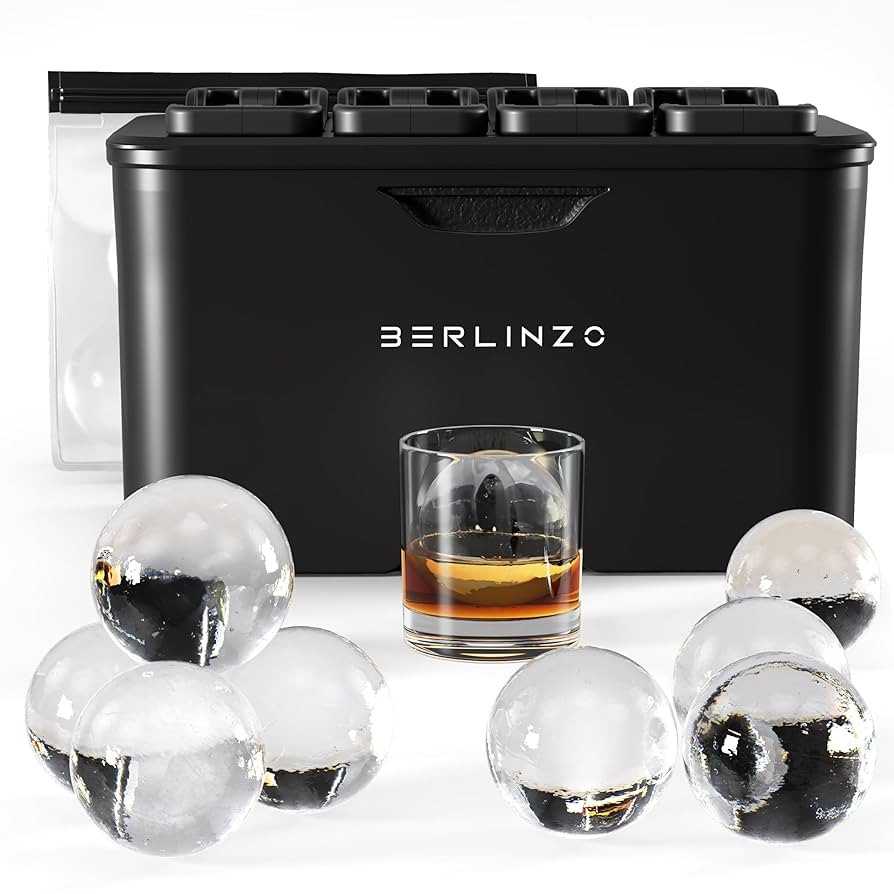 Berlinzo Premium Clear Ice Ball Maker - 8 Large 2.4" Crystal Clear Ice Balls for Whiskey, Cocktai... | Amazon (US)