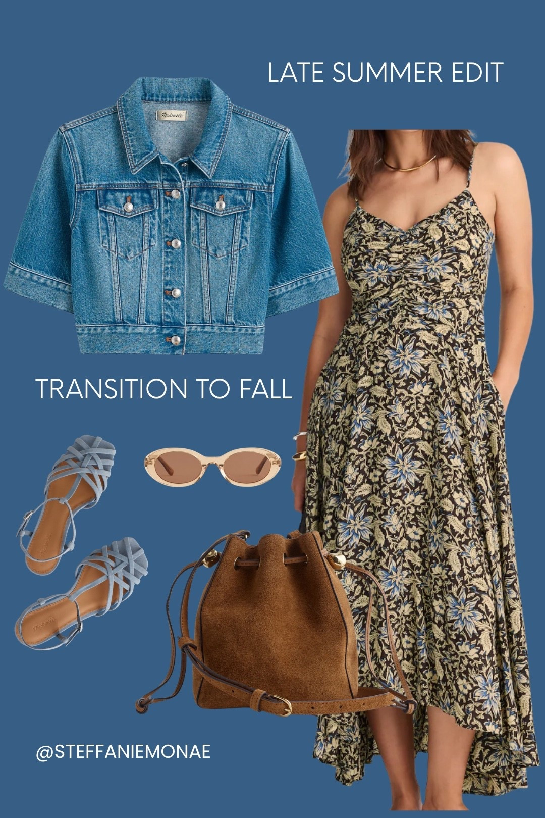Black floral Madewell dress (midi front, maxi back) paired with suede sandals, suede bag, gold sunglasses, and a light knit/linen jacket — the perfect late-summer to fall 2025 transitional look. 🍂 Shop the full outfit + similar finds via my LTK  link in post

#LTKFallFashion #Fall2025Trends #TransitionalStyle #MadewellStyle #FallOutfitInspo #LTKOutfits #Fall2025Fashion

#LTKStyleTip #LTKSeasonal #LTKShoeCrush