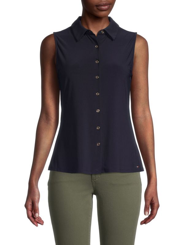 Sleeveless Button Down Shirt | Saks Fifth Avenue OFF 5TH