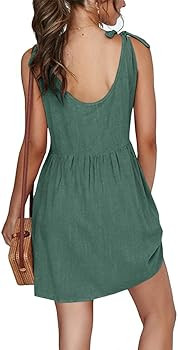 CNJFJ Womens Summer Shoulder Tie Strap Babydoll Dress Casual Scoop Neck A-Line Skater Swing Mini ... | Amazon (US)