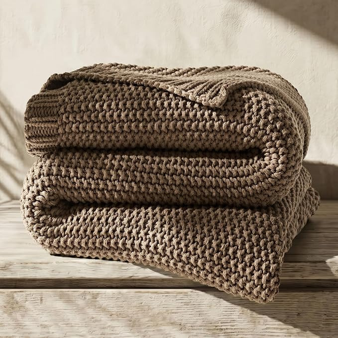 Organic Cotton Chunky Knit Throw Blanket, 50 x 60 Stone Taupe | Amazon (US)