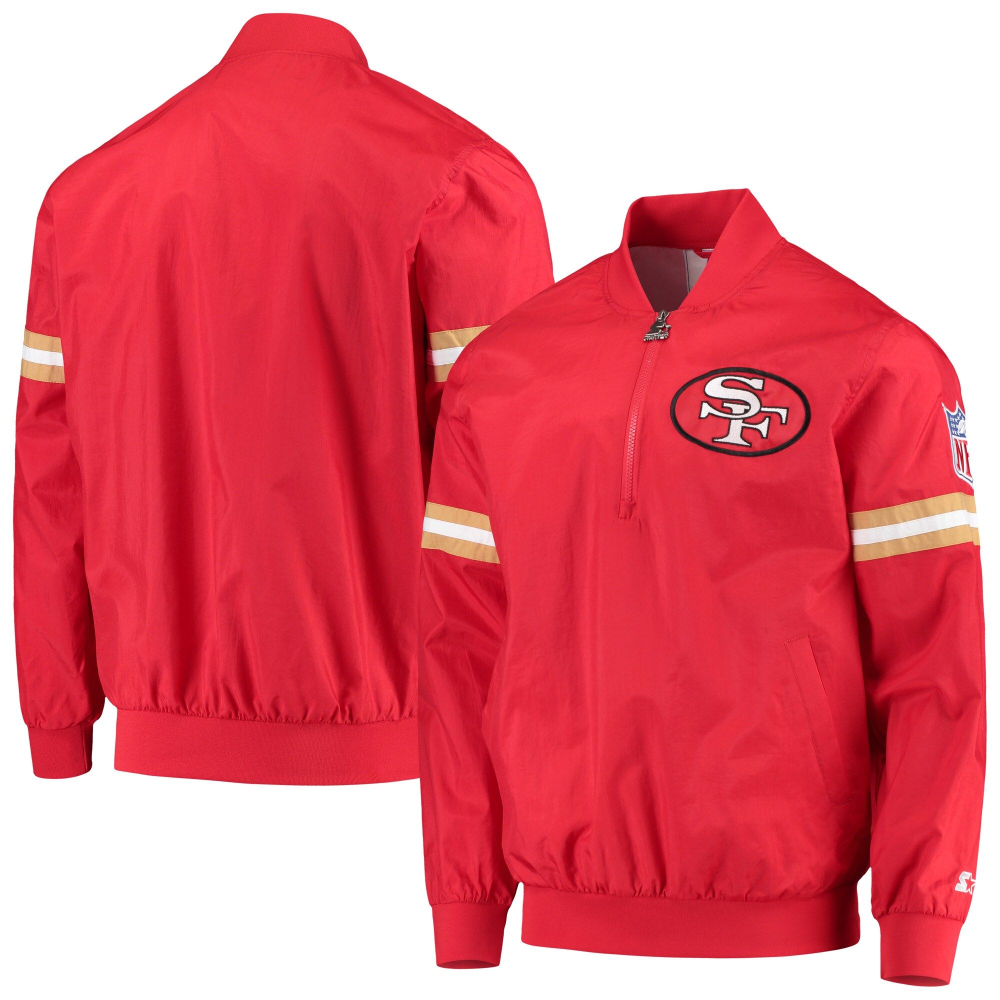 San Francisco 49ers Starter Throwback Jet Half-Zip Pullover Jacket - Scarlet | Fanatics.com
