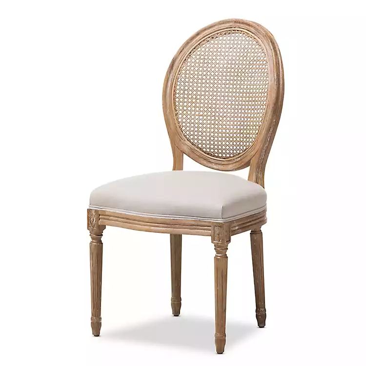 White and Natural Cane Oval Back Dining Chair | Kirkland's Home