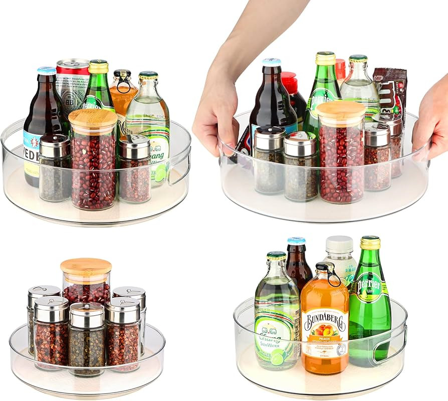 4 Pack Lazy Susan Organizer for Cabinet：Lazy Susan Turntable (8/10/11/12 Inch) with Non-Slip Ma... | Amazon (US)
